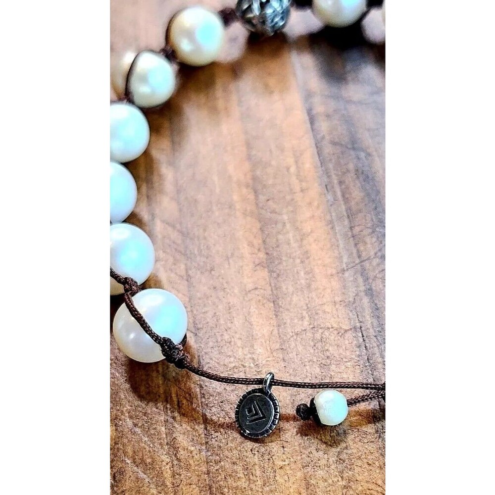 Silpada Rugged Pearls Bracelet Sterling Silver Adjustable Sliding Clasp B2424 - Picture 4 of 4
